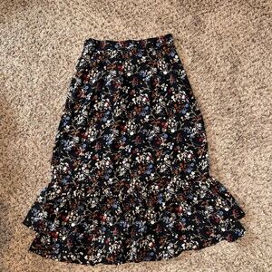 Floral Black Skirt